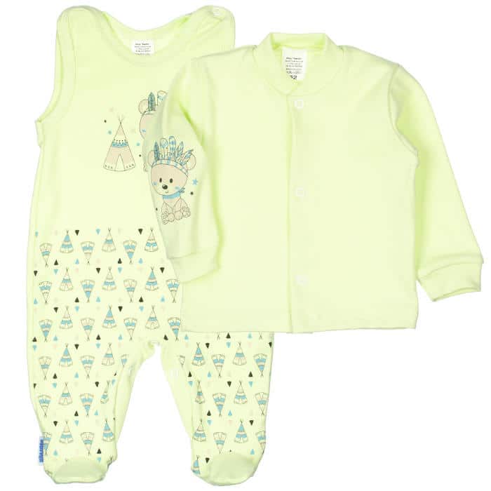 Kombinezon sa stopalicama i majica - Indijanac - zeleni