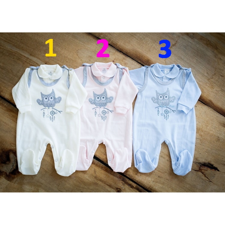 Majica i kombinezon komplet - sova - D0318