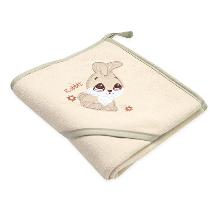 Ručnik za bebu sa kapuljačom - 95x95 cm - zeko