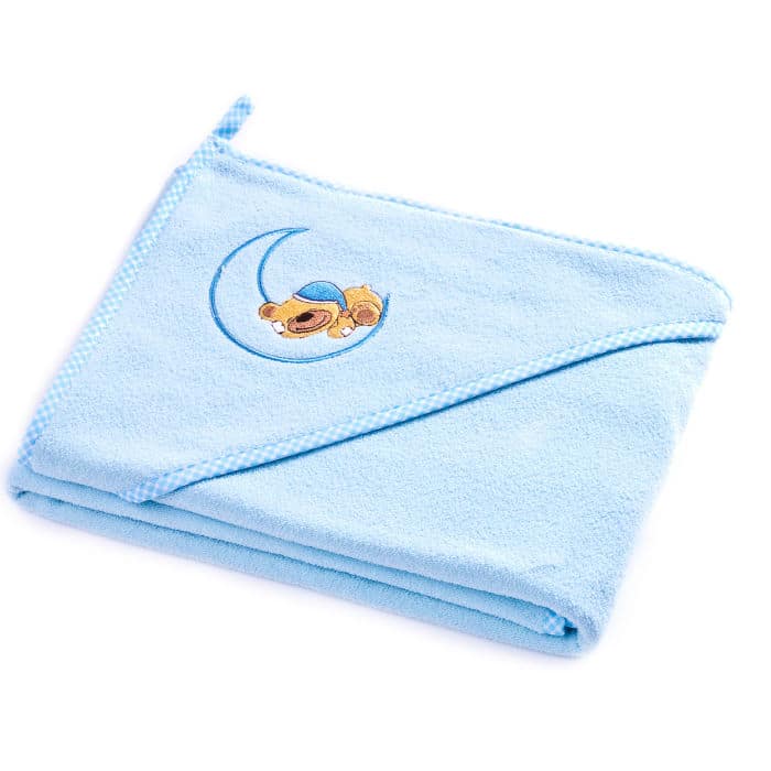 Ručnik za bebu sa kapuljačom - 100x100 cm - plava