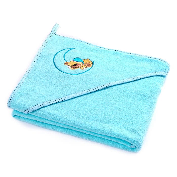 Ručnik za bebu sa kapuljačom - 100x100 cm - tirkizna